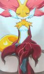  anthro breasts canine delphox featureless_breasts female fox hi_res looking_at_viewer mammal nintendo pok&eacute;mon red_eyes simple_background solo video_games 