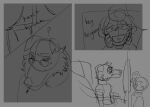 anthro canid canine canis domestic_dog duo greyscale humanoid male mammal monochrome puppy_meats sketch wally_darling welcome_home