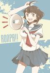  ahoge brown_hair danganronpa megaphone mikuni_(open-ranka) naegi_komaru school_uniform short_hair smile solo zettai_zetsubou_shoujo 