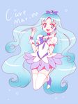  :d blue_background blue_choker blue_eyes blue_hair character_name choker cure_marine heart heartcatch_precure! kagami_chihiro kurumi_erika long_hair looking_at_viewer magical_girl open_mouth precure skirt smile solo thighhighs very_long_hair white_legwear wrist_cuffs zettai_ryouiki 