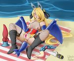  anal anal_beads anal_object_insertion anal_tail anus artist_name beach blonde_hair blush boots breasts collar cosplay day dildo dragon_dildo fake_tail fishnets garchomp garchomp_(cosplay) gen_4_pokemon hair_ornament hair_over_one_eye lips long_hair medium_breasts nipple_piercing nipples object_insertion open_mouth piercing pokemon pokemon_(creature) pussy pussy_juice shirona_(pokemon) solo spread_legs tail towel urethra vaginal vaginal_object_insertion vibrator witch_of_avalon 