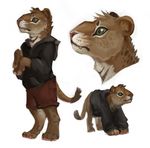  cave_lion clothed_feral clothing digitigrade feline female feral firefeathers headshot_portrait hoodie lion mammal on_haunches pawpads portrait quadruped sketch standing tsavo 