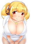  1girl blonde_hair breasts brown_eyes fusa_(starless2323) headphones huge_breasts necklace nitroplus plump star super_pochaco 