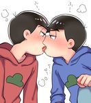  2boys black_hair blush brothers family incest kiss licking male_focus multiple_boys osomatsu-kun osomatsu-san saliva siblings sweat tongue yaoi 