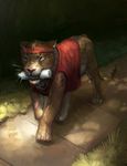  cave_lion clothed_feral clothing feline female feral firefeathers headband jogging lion mammal quadruped shirt sketch solo tank_top tsavo water_bottle whiskers 