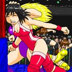  3girls masui multiple_girls ryona wrestling wrestling_ring 