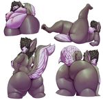  big_butt blue_eyes breasts butt canine dog female fur grey_fur husky looking_at_viewe mammal nipples slightly_chubby thick_thighs trinity-fate62 