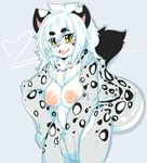  2016 absurd_res anthro breasts feline female fur hi_res leopard looking_at_viewer mammal nipples nude snow_leopard solo spots white_fur 