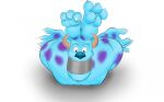 2024 anthro bdsm blue_body blue_eyes blue_nose bound claws digital_drawing_(artwork) digital_media_(artwork) disney eyebrows feet fur gag hi_res horn male markings monster monsters_inc omeggaomelette pixar solo spots spotted_body spotted_fur sulley tape tape_gag