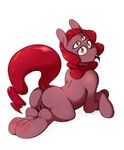  amazin-arts black_tounge butt crossed_arms equine female four_eyes fur hair hooves horse hybrid invalid_tag looking_back lying mammal my_little_pony orange_eyes pink_fur pink_hair pony pussy solo tagme 