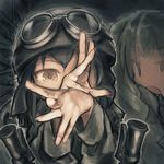  anchovy black_hair brown_eyes commentary_request girls_und_panzer goggles goggles_on_headwear helmet lever multiple_girls pepperoni_(girls_und_panzer) short_hair yasushi 