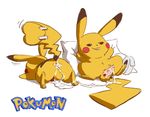  after_sex anal balls barefoot black_nose butt cum cum_in_ass cum_inside duo english_text fur half-closed_eyes long_ears male male/male naughty_face nintendo orgasm penis pikachu pillow pok&eacute;mon simple_background smile soles tape text video_games white_background yamamoto yellow_fur 