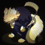 anthro blonde_hair business_attire business_suit businesswear chair cheek_tuft claws clothing dark_room depression domestic_cat facial_tuft feet felid feline felis fever_dream fluffy fluffy_ears fluffy_hair fluffy_paws fluffy_tail fur furniture goofbread hair maine_coon male mammal multi_arm multi_ear multi_limb on_chair serval shinji_in_a_chair solo spotlight spotlight_beam suit tail tuft white_body white_fur yellow_body yellow_fur