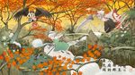  animal_ears autumn_leaves black_hair black_ribbon black_skirt black_wings blue_flower boots floating flower geta green_skirt green_vest grey_skirt hair_ribbon hairband hat in_tree inubashiri_momiji katana konpaku_youmu konpaku_youmu_(ghost) leaf maple_leaf maple_tree mary_janes multiple_girls nekoita orange_flower pom_pom_(clothes) puffy_short_sleeves puffy_sleeves red_footwear red_hat ribbon rose running sandals scabbard shameimaru_aya sheath shield shirt shoes short_sleeves silver_hair sitting sitting_in_tree skirt stream sword tail tengu-geta text_focus tokin_hat touhou translation_request tree vest weapon white_flower white_hair white_rose white_shirt wide_sleeves wings wolf_ears wolf_tail yellow_flower 