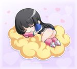  :3 absurdres ass black_hair boots chi-chi_(dragon_ball) chibi closed_eyes cloud dragon_ball dragon_ball_(classic) full_body gloves heart highres lemonpandachan no_headwear no_helmet pink_footwear pink_gloves shoulder_pads signature sleeping solo watermark web_address 