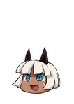  :d animal_ears animated animated_gif bangs blue_eyes blush chichibu_(chichichibu) dark_skin fang head_only jumping ms._fortune_(skullgirls) open_mouth short_hair simple_background skullgirls smile solo v-shaped_eyebrows white_background white_hair yukkuri_shiteitte_ne 