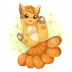  &lt;3 blush brown_eyes canine cotora flower fox looking_at_viewer lying mammal multi_tail nintendo open_mouth plant pok&eacute;mon simple_background solo spreading video_games vulpix white_background 