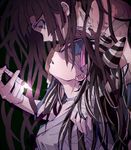  bad_id bad_pixiv_id bandages black_hair blindfold danganronpa doraraemon jewelry long_hair mioda_ibuki multicolored_hair multiple_girls necklace purple_eyes purple_hair spoilers super_danganronpa_2 syringe tsumiki_mikan 