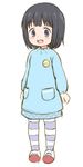  black_eyes black_hair blush child kindergarten_uniform lasto open_mouth original solo striped striped_legwear 