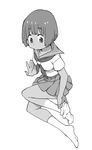  1girl bangs blunt_bangs female full_body kill_la_kill legs mankanshoku_mako monochrome pleated_skirt school_uniform serafuku short_hair simple_background skirt socks solo white_background 