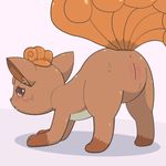  anus blush brown_eyes brown_fur brown_hair female feral fur hair looking_at_viewer multi_tail nintendo paws pok&eacute;mon presenting presenting_pussy pussy solo standing sweat video_games vulpix ムネネコ 