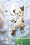  anthro bath_tub bathroom blue_eyes cat cub cute feline female looking_at_viewer mammal mirror nipples open_mouth pussy shower_head sink solo window yojoo young 