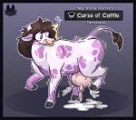 bodily_fluids bovid bovine cattle com50c curse facial_piercing female feral feral_transformation fur hair hi_res hooves horn human_to_feral lactating mammal nose_piercing nose_ring nude piercing ring_piercing simple_background solo species_transformation tail teats transformation udders