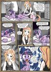  2016 armpits blush clothed clothing comic cutie_mark dialogue disgust duo english_text equine fan_character feathered_wings feathers female feral friendship_is_magic fur green_eyes hair hi_res horn horse human hybrid looking_back lying mammal mascara_(oc) massage monochrome multicolored_hair my_little_pony panties pencils_(artist) pillow pink_fur pony purple_eyes purple_fur purple_hair smile text twilight_sparkle_(mlp) underhoof underwear winged_unicorn wings 