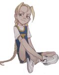  1girl blonde_hair child cindy_mcphearson eyebrows long_hair season_(artist) shoes simple_background solo sony the_boondocks twin_braids white_background 