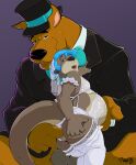 2024 anal anal_fingering anal_fluids anthro anus artist_name balls belly big_balls big_belly black_balls black_clothing black_nose black_suit blue_ear_piercing blue_eyes bodily_fluids bottomless bride bride_and_groom brown_body brown_fur butt butt_grab canid canine canis clothed clothing collar colored domestic_dog duo ear_piercing fingering fur genitals groom hand_on_belly hand_on_butt hand_on_own_butt hanna-barbera hat headgear headwear hi_res holding_belly male male/male mammal mustelid open_mouth otter pandottermon piercing pink_anus pregnant pregnant_male purple_lighting scooby-doo scooby-doo_(series) shaded signature simple_background size_difference suit thick_fingers top_hat turquoise_bow_tie turquoise_collar wedding_clothing wedding_veil whiskers