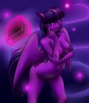  2016 anthro anthrofied breasts cutie_mark equine female friendship_is_magic gear_(artist) glowing hair horn levitation long_hair looking_at_viewer magic mammal my_little_pony navel nipples nude smile solo twilight_sparkle_(mlp) winged_unicorn wings 