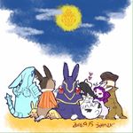  3girls 5boys ainz_ooal_gown albedo animal artist_request aura_bella_fiora black_hair blue_eyes bunny cape coat cocytus_(overlord) demiurge extra_eyes frills green_eyes hat heart heterochromia hood horns mare_bello_fiore multiple_boys multiple_girls overlord_(maruyama) pandora&#039;s_actor pinstripe_suit red_etes robe shalltear_bloodfallen shoulder_armor spikes tail translation_request 