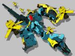  3d beam_rifle char&#039;s_counterattack commentary_request energy_gun exposed_internal_machinery funnels_(gundam) grey_background gundam highres igaraigara jagd_doga_gyunei_custom machinery mecha mecha_focus mobile_suit neo_zeon original redesign robot science_fiction shadow shield weapon 