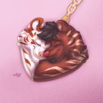 1:1 absurd_res anthro beard collar duo eyes_closed facial_hair felid heart_symbol hi_res holidays love male male/male mammal naoto pantherine romantic romantic_couple stripes tiger valentine&#039;s_day