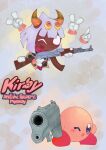 6_hands ak-47 ak_platform ambiguous_gender arachnid arthropod assault_rifle blue_eyes brown_body gun hair_white hal_laboratory handgun hi_res hoshi_kodomo kirby kirby_(series) kirby_triple_deluxe male multi_hand nintendo pink_body pistol ranged_weapon rifle spidr taranza waddling_head weapon what