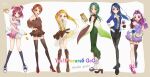  6+girls absurdres akimoto_komachi apron asymmetrical_gloves belt black_belt black_gloves black_pantyhose black_sandals black_shirt black_shoes black_skirt black_socks black_sports_bra black_thighhighs blonde_hair blue_eyes blue_hair blue_jacket blush boots bow box brown_apron brown_boots brown_dress brown_eyes brown_hair candy chocolate closed_mouth copyright_name cup dress dress_shirt drinking_glass elbow_gloves fingerless_gloves food geta gloves grape_juice green_eyes green_hair green_skirt grey_vest hair_bobbles hair_bow hair_ornament hairband high_heel_boots high_heels highres holding holding_box holding_chocolate holding_cup holding_food holding_plate holding_spoon jacket juice kasugano_urara_(yes!_precure_5) knee_boots kneehighs lollipop long_hair long_sleeves low_ponytail medium_hair mimino_kurumi minazuki_karen multiple_girls natsuki_rin omelet open_clothes open_jacket open_mouth pantyhose pink_dress pink_eyes pink_hair pink_hairband pink_shoes plate ponytail precure purple_dress purple_eyes purple_hair red_bow red_scrunchie red_shoes sandals scrunchie see-through_clothes see-through_sleeves shirt shoes short_hair short_sleeves side_slit signature single_bare_shoulder single_thighhigh skirt sleeveless sleeveless_dress sleeveless_shirt socks spoon sports_bra tamagoyaki thighhighs twintails two_side_up vest wakuno_lemon white_dress white_gloves white_shirt white_shoes white_socks wind wind_lift wine_glass yellow_eyes yes!_precure_5 yes!_precure_5_gogo! yumehara_nozomi 