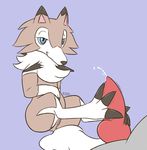  2016 animal_genitalia animal_penis anus canine claws cum duo ellistia erection female feral foot_fetish footjob lycanroc male male/female mammal midday_lycanroc nintendo nude paws penis pok&eacute;mon pussy simple_background smile solo_focus video_games 