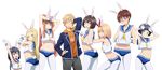  6+girls :d \o/ absurdres ahoge animal_ears armpits arms_up ass ayase_kaori bangs blazer blonde_hair blue_eyes blunt_bangs blush bob_cut braid breasts brown_eyes brown_hair bunny_ears bunny_hair_ornament bunny_pose buruma character_request closed_eyes colette_(kono_bijutsubu_niwa_mondai_ga_aru!) commentary_request crop_top double_bun double_v facepalm glasses gloves green_eyes groin hair_ornament hair_ribbon hand_in_hair hand_on_hip highres honda_sayaka hood hoodie imari_maria jacket kono_bijutsubu_niwa_mondai_ga_aru! kunikawa_ryouko large_breasts long_hair looking_at_viewer looking_back midiman midriff moeka_(kono_bijutsubu_niwa_mondai_ga_aru!) multiple_girls navel open_mouth orange_hair outie_navel outstretched_arms pantyhose pose red_eyes ribbon sailor_collar semi-rimless_eyewear short_hair sidelocks single_braid sleeveless small_breasts smile transparent_background twintails uchimaki_subaru under-rim_eyewear usami_mizuki v wedgie white_gloves white_legwear 