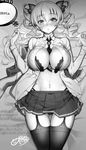  1girl bra breasts claire_harvey hundred large_breasts long_hair lying monochrome panties solo 