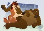 adingo11 anal anal_penetration animal_genitalia animal_penis anthro balls belly bloodhound bottomwear canid canine canine_genitalia canine_penis canis clothing dingo domestic_dog duo erection feet genitals handjob hi_res hunting_dog male male/male mammal mature_male nipples nude one_eye_closed open_mouth outside overweight pants paws pecs penetration penile penile_penetration penis penis_in_ass scent_hound sex size_difference small_top_big_bottom wolfy_(adingo11)