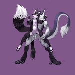  abdominal_bulge balls black_fur canine cum cum_in_pussy cum_inside cuntboy cuntboy/male fox fur intersex intersex/male julicat male mammal nude penis pussy riku_tavash sergal simple_background white_fur 