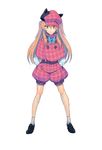  bow brown_hair capelet deerstalker full_body hat highres legs_apart loafers long_hair long_sleeves looking_at_viewer official_art philipa_vance puffy_pants shirayuri_shintaisou-bu shoes simple_background solo toys_drive white_background 