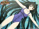  afloat armpits artist_request black_hair breasts cleavage dutch_angle grey_eyes kusanagi_mikoto long_hair medium_breasts one-piece_swimsuit outstretched_arms solo spread_arms swimsuit very_long_hair wallpaper water wet wrestle_angels wrestle_angels_survivor 