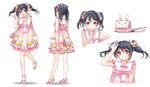  :d \n/ black_hair blush double_\n/ dress finger_to_mouth hair_ornament hair_ribbon hairclip highres looking_at_viewer love_live! love_live!_school_idol_project multiple_views open_mouth pouch red_eyes ribbon sheska_xue short_hair short_twintails smile twintails wrist_cuffs yazawa_nico 