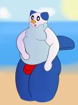  2019 anthro bassfxlimit belly clothing digital_media_(artwork) hi_res looking_at_viewer male mammal mustelid nintendo oshawott otter overweight pok&eacute;mon pok&eacute;mon_(species) thick_thighs thong video_games 