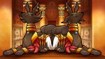 2024 3_tails accessory ankh anklet asian_mythology black_body black_fur canid canine canis clothing deity detailed detailed_background detailed_clothing digital_media_(artwork) digital_painting_(artwork) duo east_asian_mythology egyptian_mythology female female_(lore) fox fur furgonomics hi_res hieroglyphics isis_(mythology) jackal japanese_mythology jewelry looming maat mammal matching_clothes matching_outfits middle_eastern_mythology mirrored_pose multi_tail mythology neck_accessory necklace painting_(artwork) sibling_(lore) signature sketchygarden smile smug tail tail_accessory twins_(lore)