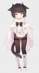  animal_ears black_hair black_legwear blade_&amp;_soul boots brown_eyes cat_ears dress dress_lift horns knee_boots lyn_(blade_&amp;_soul) panties panties_under_pantyhose pantyhose short_hair solo tail thighband_pantyhose tsuka underwear white_dress white_panties 