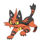  claws commentary fire gen_7_pokemon lowres no_humans official_art pokemon pokemon_(creature) red_fur solo striped torracat 