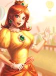  bellhenge brown_hair highres long_hair mario_(series) md5_mismatch open_mouth princess_daisy resized smile solo super_mario_bros. upscaled 