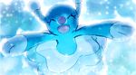  buntatta closed_eyes commentary_request gen_7_pokemon looking_at_viewer no_humans open_mouth pokemon pokemon_(creature) smile underwater 